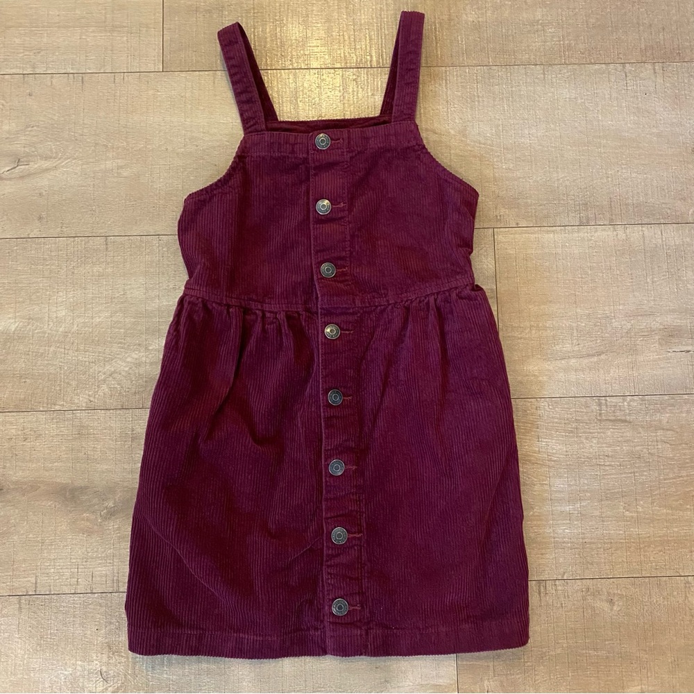 Cat & Jack Burgundy Button-down Corduroy Jumper dress sz 8 fall photos parties